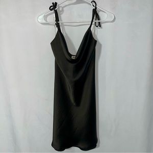 NWT Fashion Nova Vintage Silky Slip Dress in Black Sexy Versatile Size Small